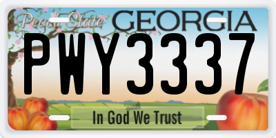 GA license plate PWY3337