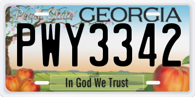 GA license plate PWY3342