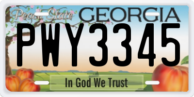 GA license plate PWY3345
