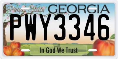 GA license plate PWY3346