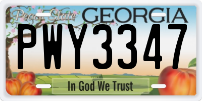 GA license plate PWY3347