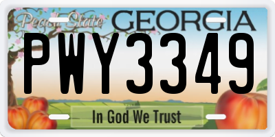 GA license plate PWY3349
