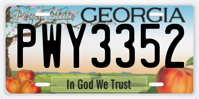 GA license plate PWY3352