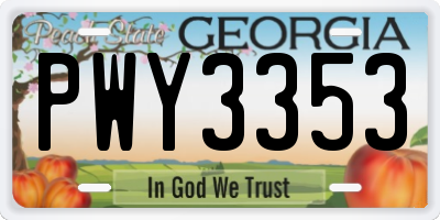 GA license plate PWY3353