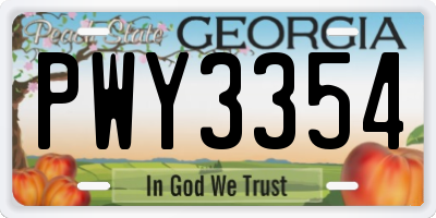 GA license plate PWY3354