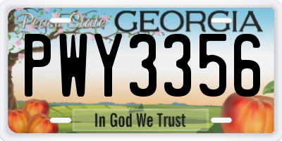 GA license plate PWY3356