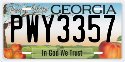 GA license plate PWY3357