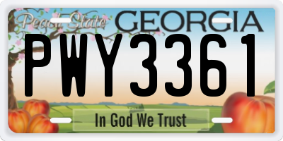 GA license plate PWY3361