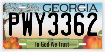 GA license plate PWY3362