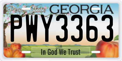 GA license plate PWY3363
