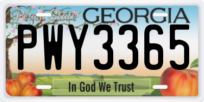 GA license plate PWY3365