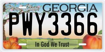 GA license plate PWY3366