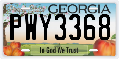 GA license plate PWY3368