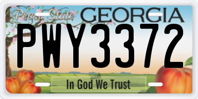 GA license plate PWY3372