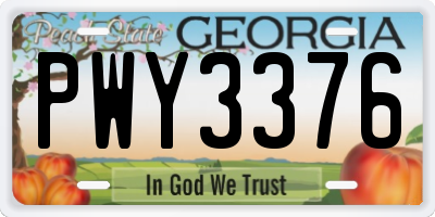 GA license plate PWY3376
