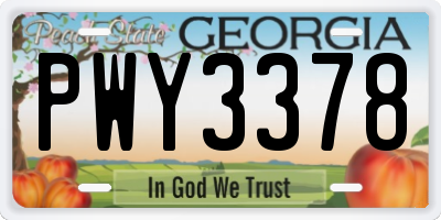 GA license plate PWY3378