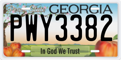 GA license plate PWY3382