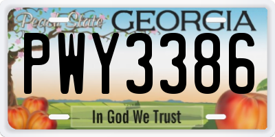 GA license plate PWY3386
