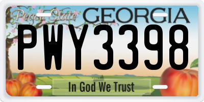 GA license plate PWY3398