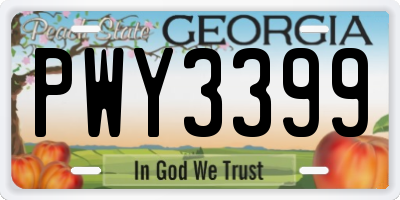 GA license plate PWY3399