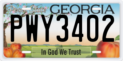 GA license plate PWY3402