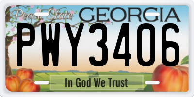 GA license plate PWY3406