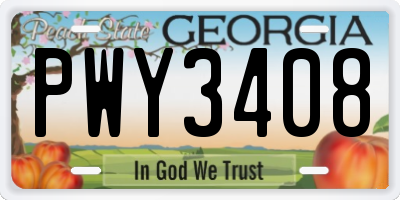 GA license plate PWY3408
