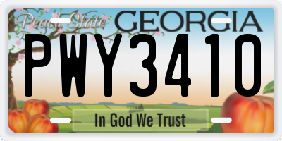 GA license plate PWY3410