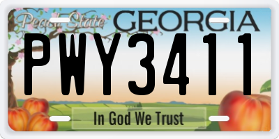 GA license plate PWY3411