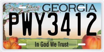 GA license plate PWY3412