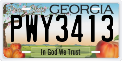 GA license plate PWY3413
