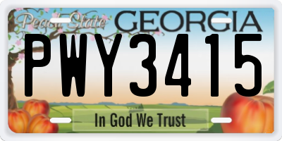GA license plate PWY3415
