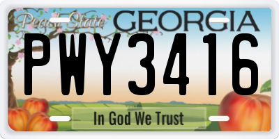 GA license plate PWY3416