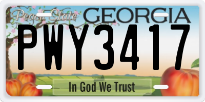 GA license plate PWY3417