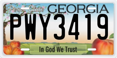 GA license plate PWY3419