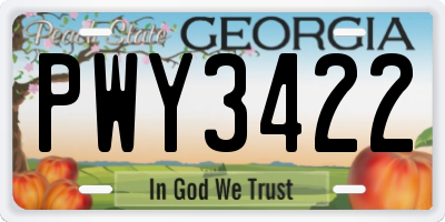 GA license plate PWY3422