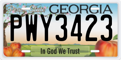GA license plate PWY3423