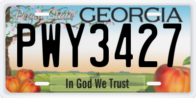 GA license plate PWY3427