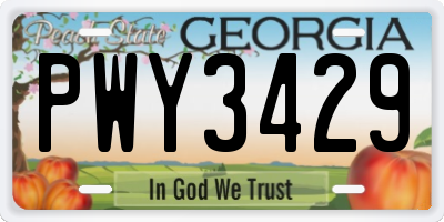 GA license plate PWY3429