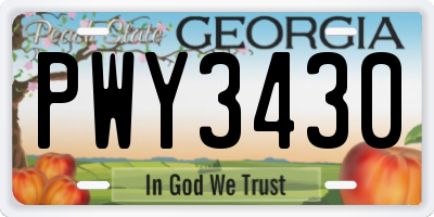 GA license plate PWY3430