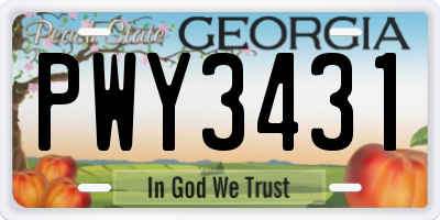 GA license plate PWY3431