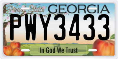 GA license plate PWY3433