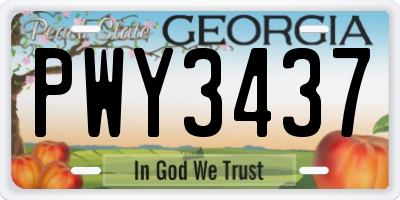 GA license plate PWY3437
