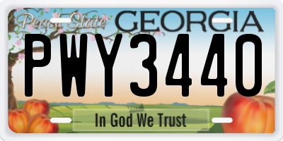 GA license plate PWY3440