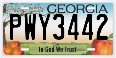 GA license plate PWY3442