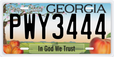 GA license plate PWY3444