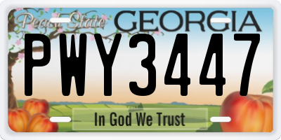 GA license plate PWY3447