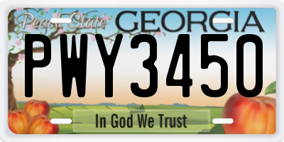GA license plate PWY3450