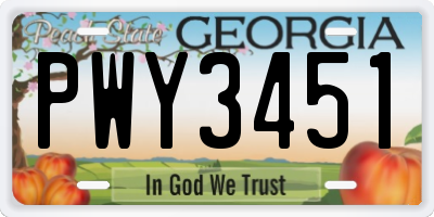 GA license plate PWY3451