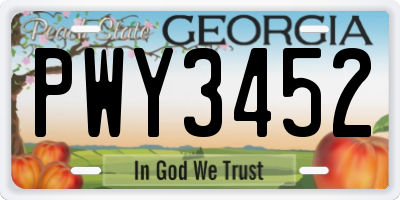 GA license plate PWY3452